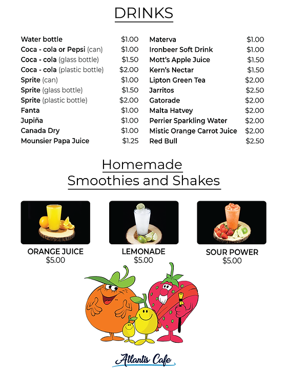 Online Menu Atlantis Cafe